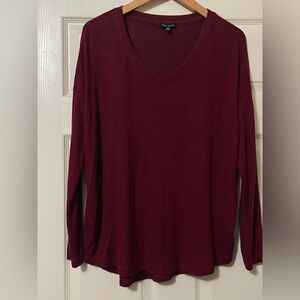Well Worn Women's Deep Red Long Sleeve Top
